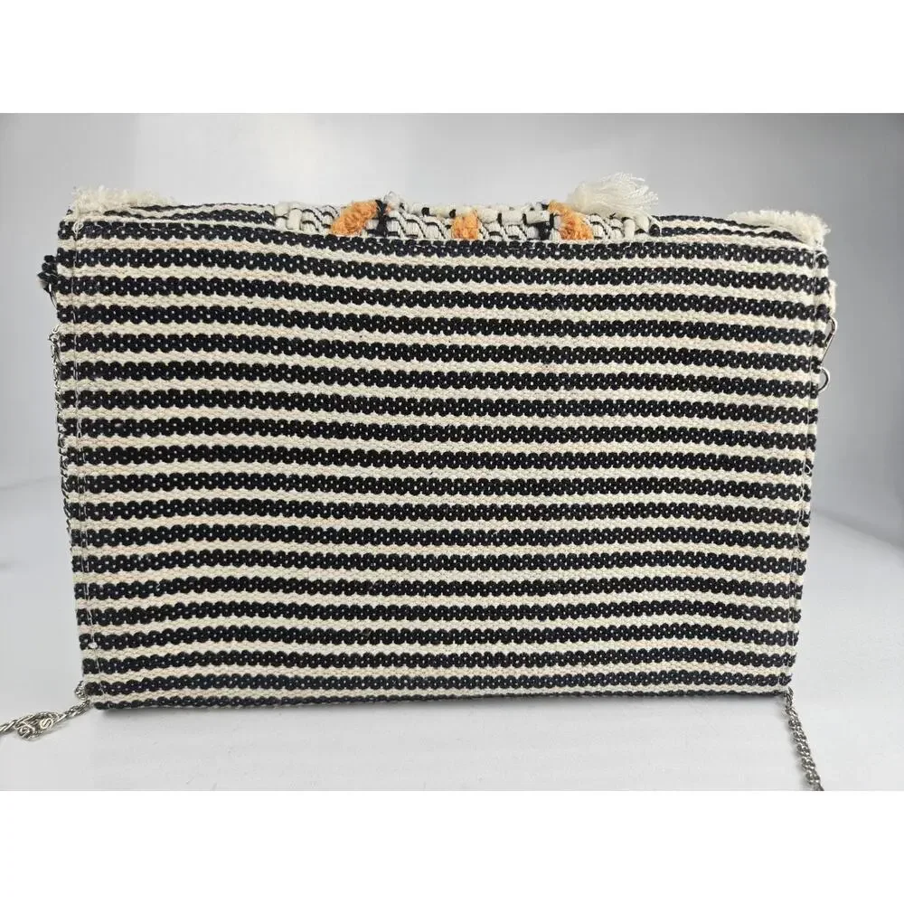 Luisetta Southwest Boho‎ clutch Shoulder Bag w/Strap Orange Black and Cream